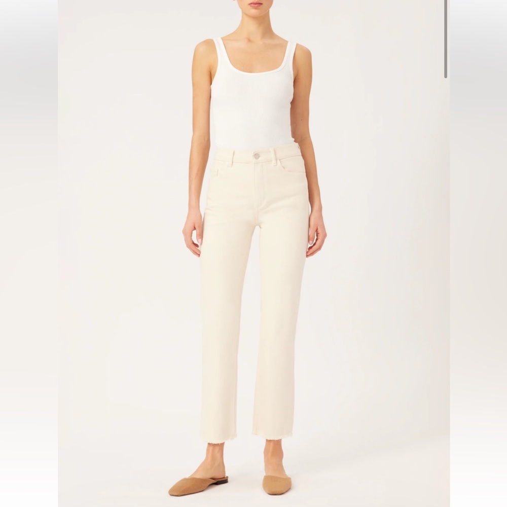 DL1961 Patti Straight High Rise Ankle Jeans in Ecru